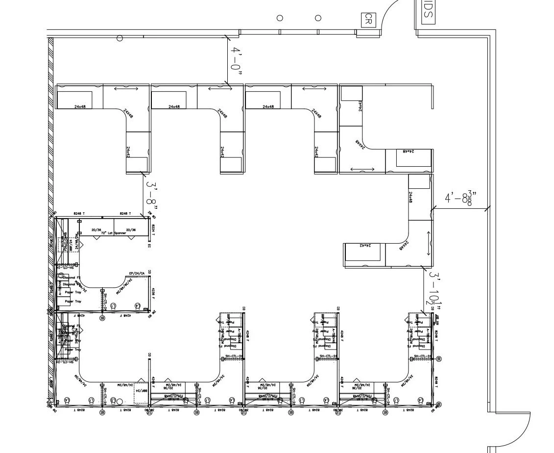 Office furniture reconfiguration floor plan drawing